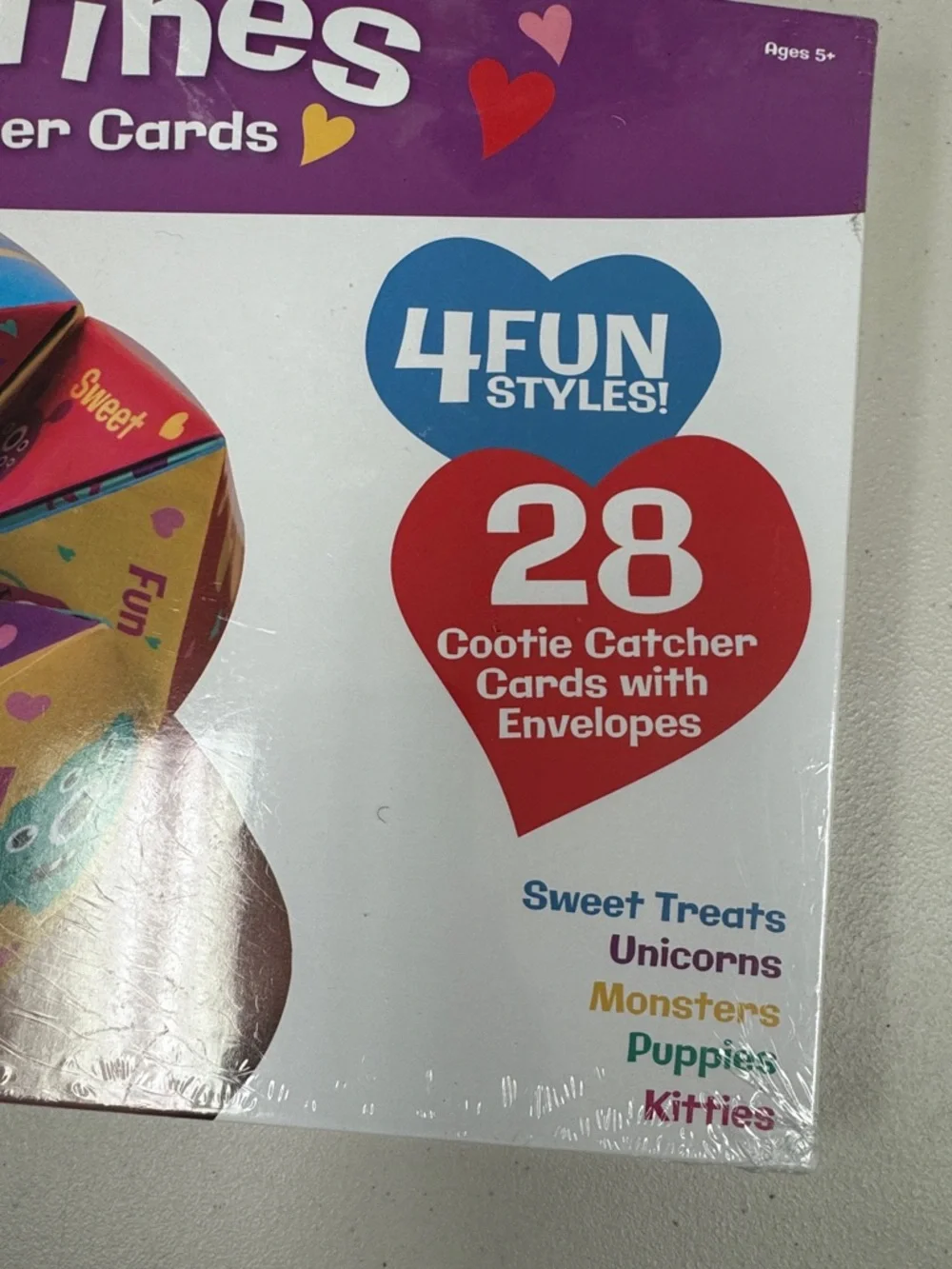 Valentine’s Cootie Catcher Cards 4 fun styles 28 count cootie catcher cards new